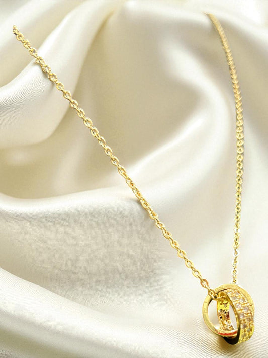 Stainless Steel Double Ring Pendant with Chain