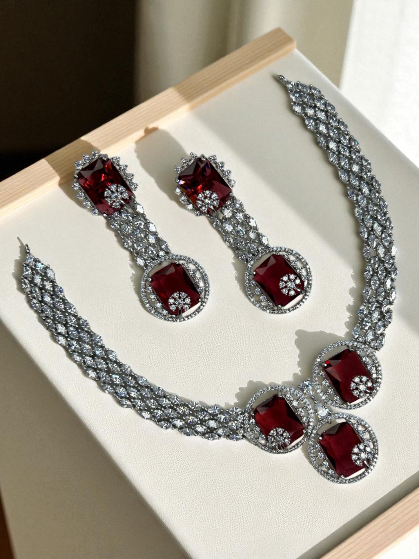 Doublet Stone Set Embellished with American Diamonds