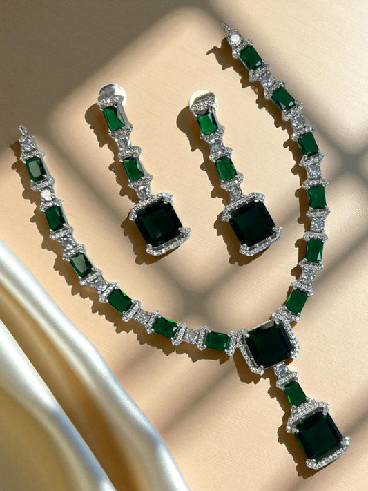 Cubic Zirconia Studded AD Jewellery Necklace Set