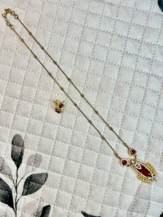 Ruby Drop Elegance Pendant Necklace & Earring Set