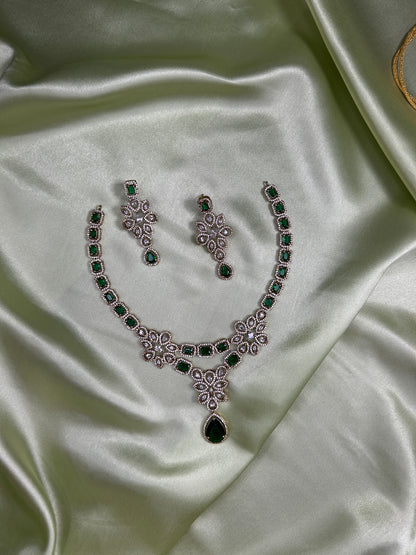 Victorian-style American Diamond (AD) and CZ necklace set