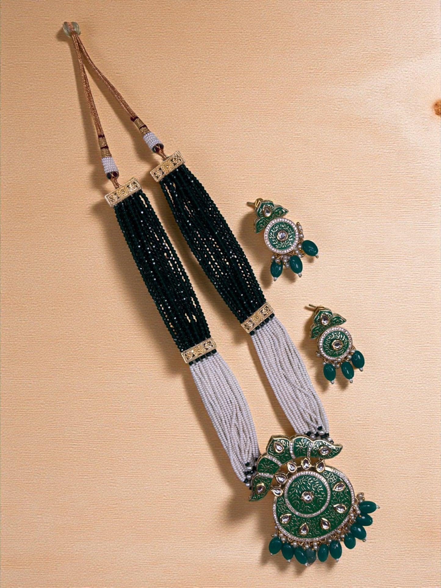 KUNDAN AND BEADS LONG NECKLACE SET