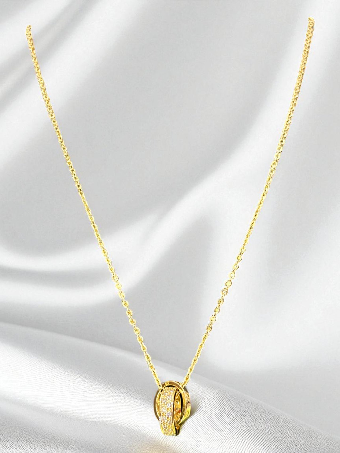 Stainless Steel Double Ring Pendant with Chain