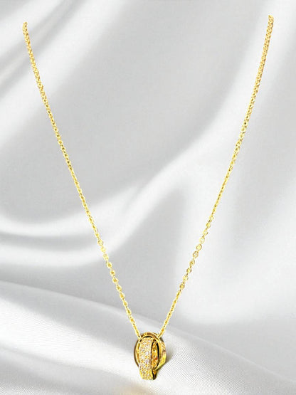 Stainless Steel Double Ring Pendant with Chain