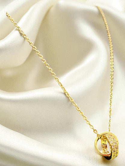 Stainless Steel Double Ring Pendant with Chain