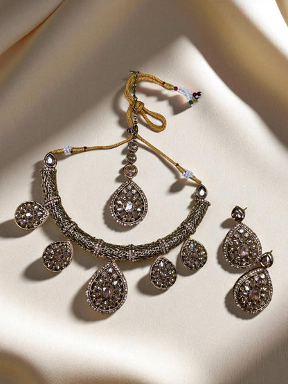 Exquisite Antique Finish Indian Bridal/Festive Jewellery Set with Necklace and Earrings