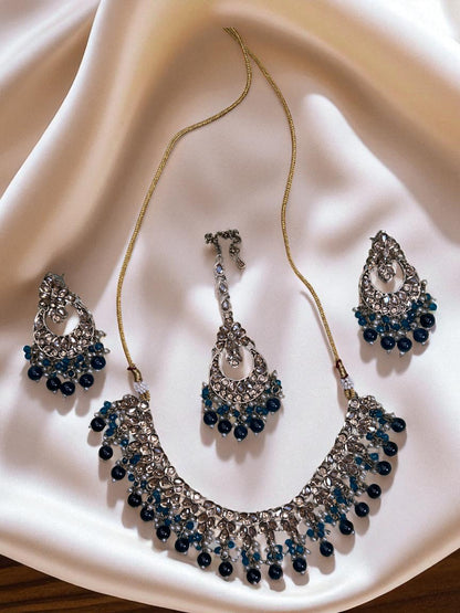 Indian style ethnic Reverse AD jewellery set with Maang Tikka