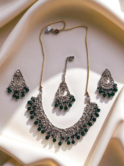Indian style ethnic Reverse AD jewellery set with Maang Tikka