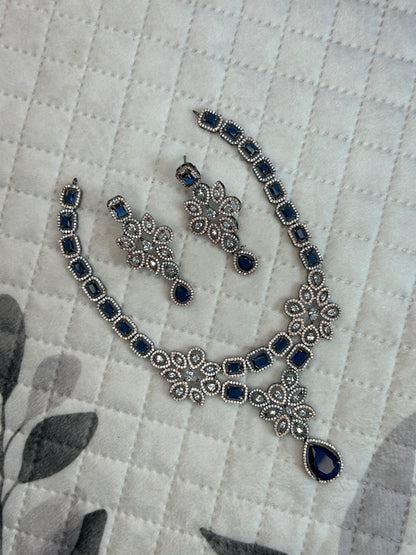 Victorian-style American Diamond (AD) and CZ necklace set