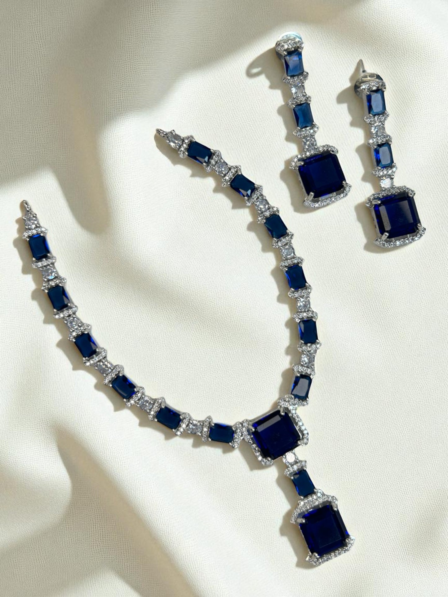 Cubic Zirconia Studded AD Jewellery Necklace Set