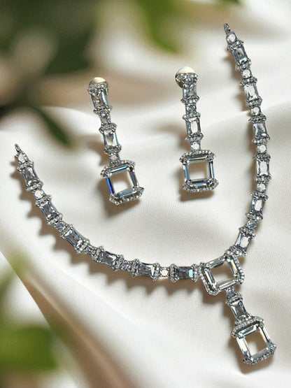 Cubic Zirconia Studded AD Jewellery Necklace Set