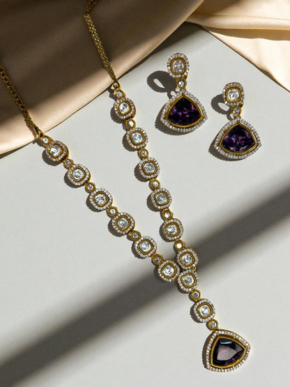 Antique Finish Mozonite Polki Opal Necklace Set