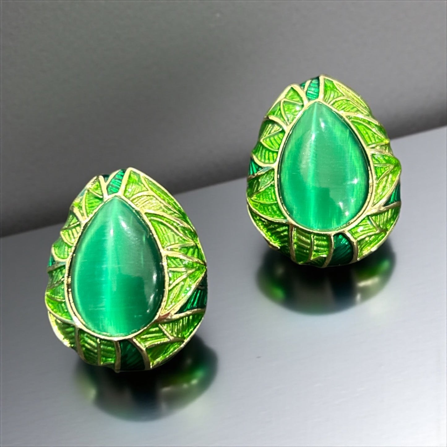 Turkish-Inspired Maritza Earrings in Green and Gold
