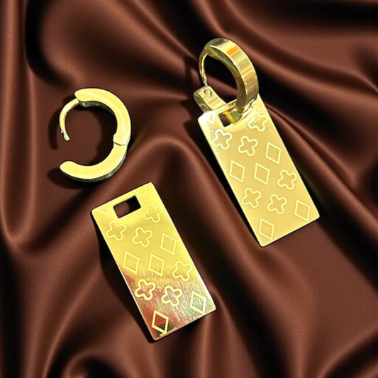 VIEN Contemporary Drop Earrings in Gold-Plated Stainless Steel