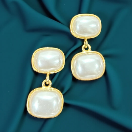two-tiered Pearl Anti-Tarnish Earrings