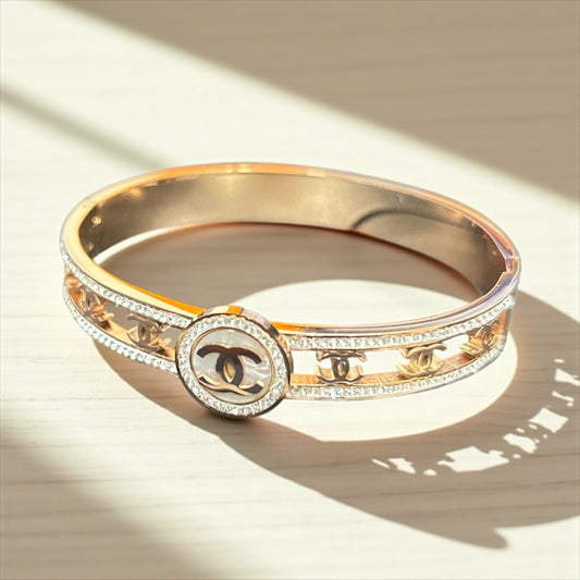 Brand Inspired AD Studded Anti Tarnish Polished Stainless Steel Bracelet